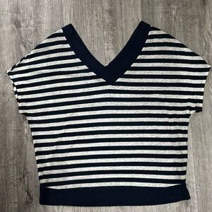 Lane Bryant Blue and White Top